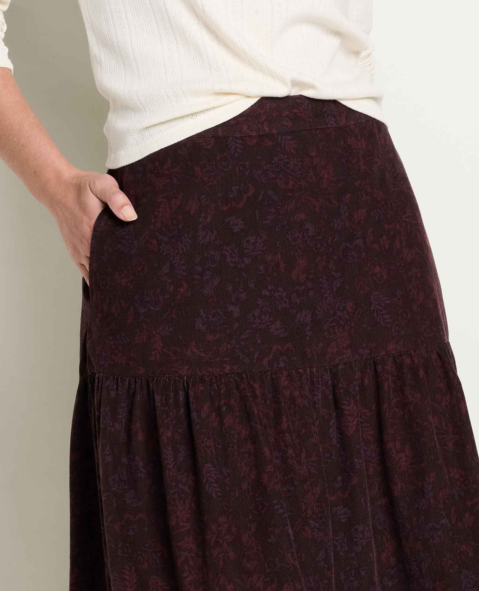 Cattail Corduroy Tiered Midi Skirt