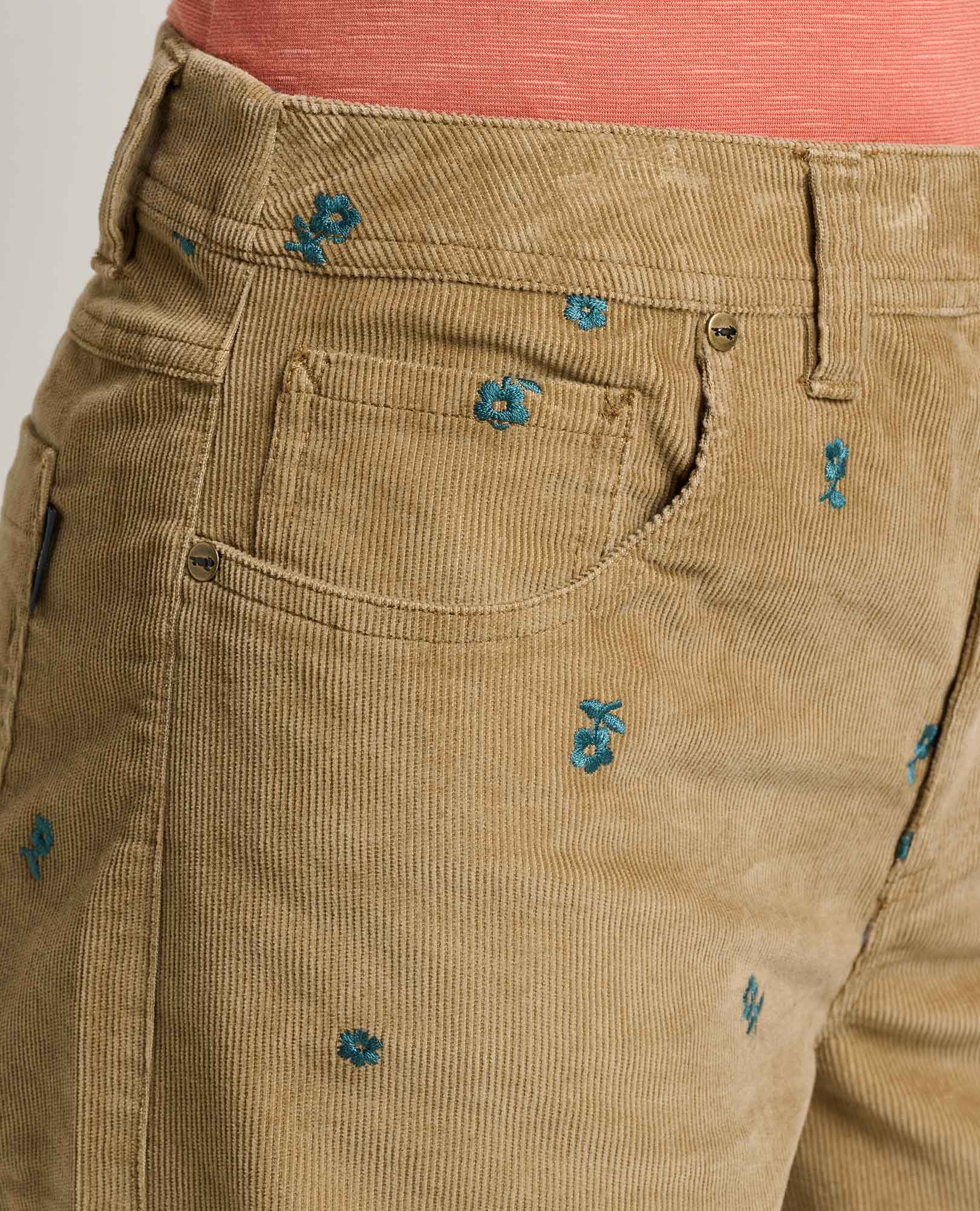 Women's Coaster Corduroy Wide Leg Pant Embroidered