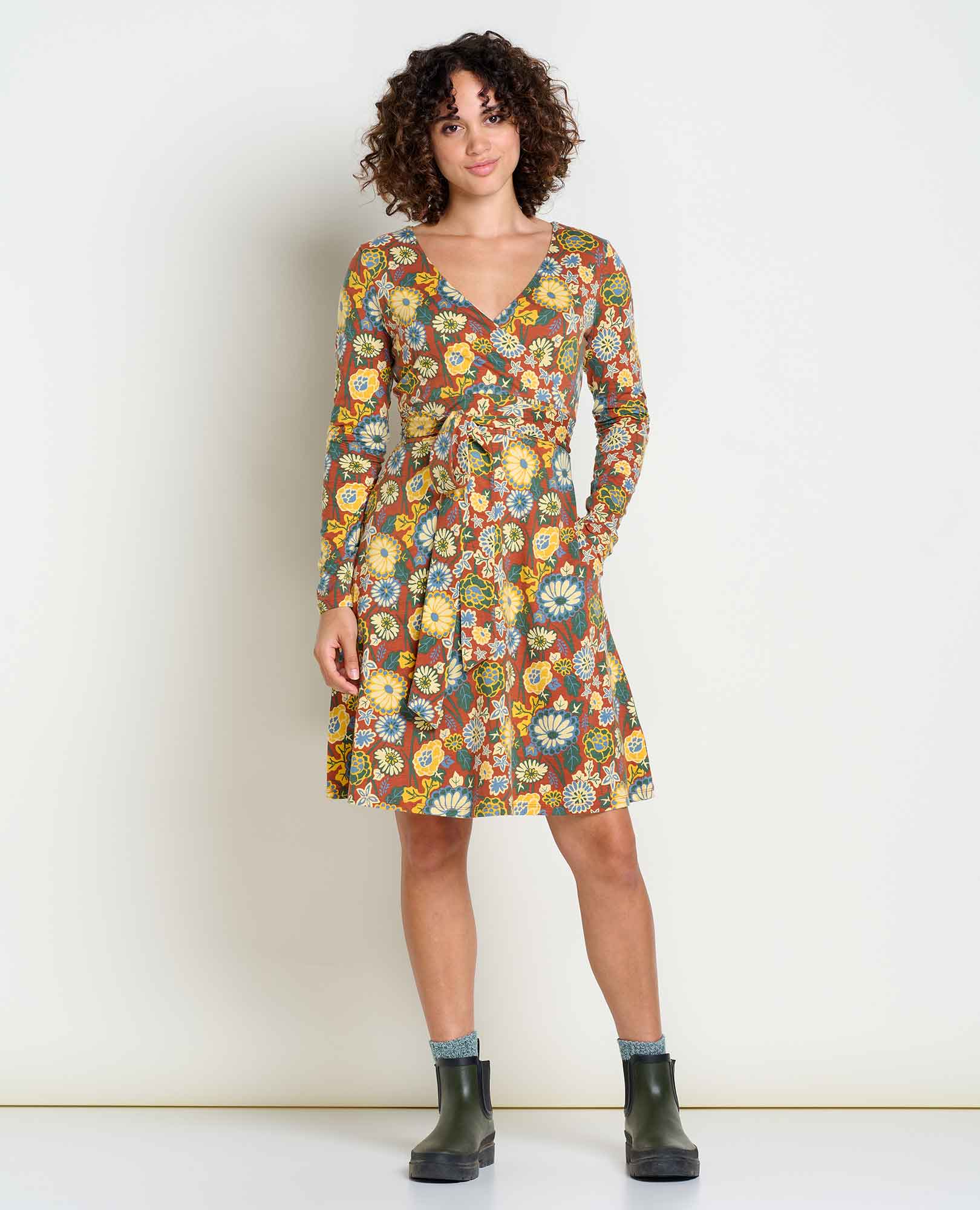 Cue Wrap Long Sleeve Dress